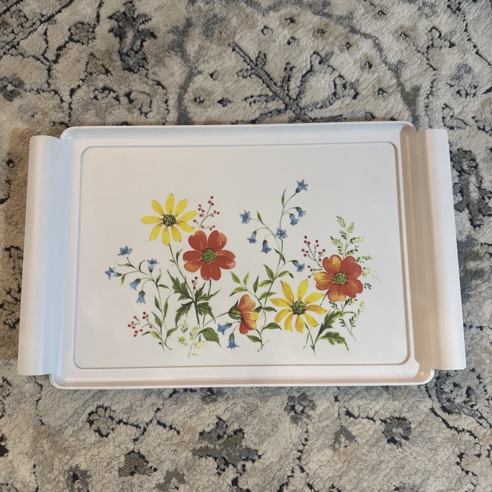 Vintage Brookpark melamine 16.25" breakfast serving tray, floral motif